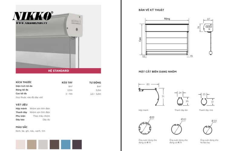 Hệ Standard của rèm cầu vồng